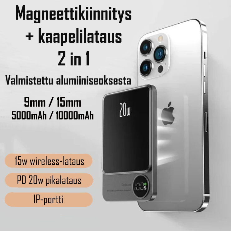 Langaton Delicate™ varavirtalähde, 5000 mAh/10 000 mAh. Ei postikulua!