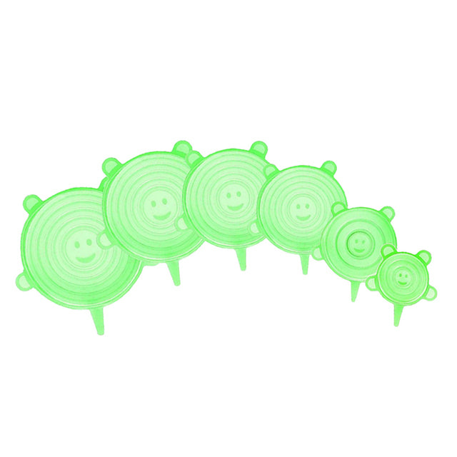 KitchenPRO™ 6 kpl silikoniset vuotamattomat monikertakäyttöiset kannet