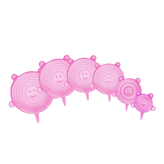 KitchenPRO™ 6 kpl silikoniset vuotamattomat monikertakäyttöiset kannet