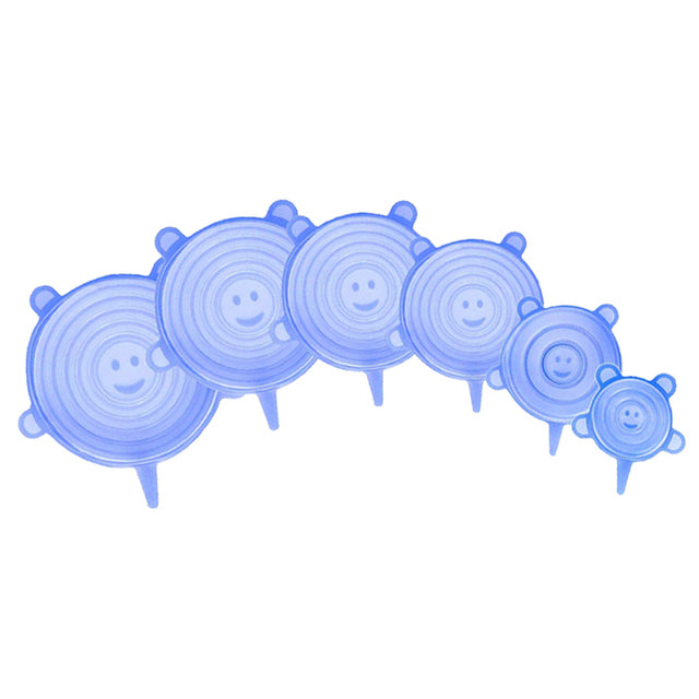 KitchenPRO™ 6 kpl silikoniset vuotamattomat monikertakäyttöiset kannet